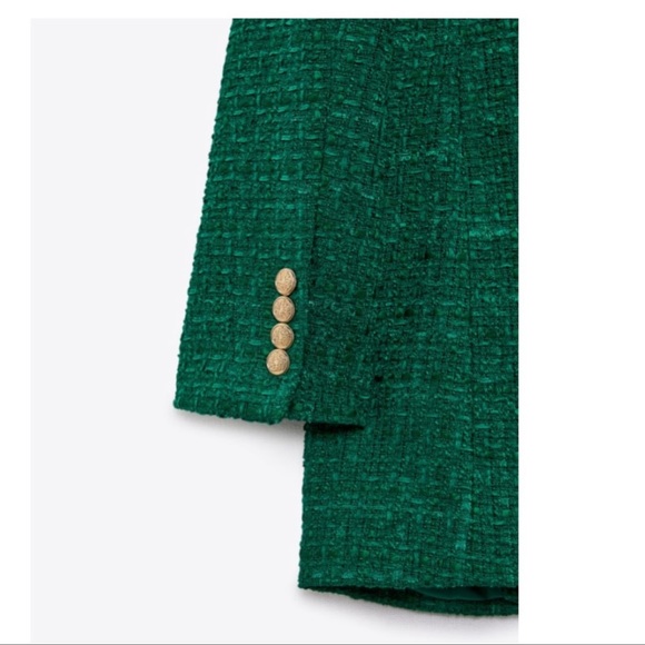 Zara Green Textured Weave Blazer - Picture 14 of 15